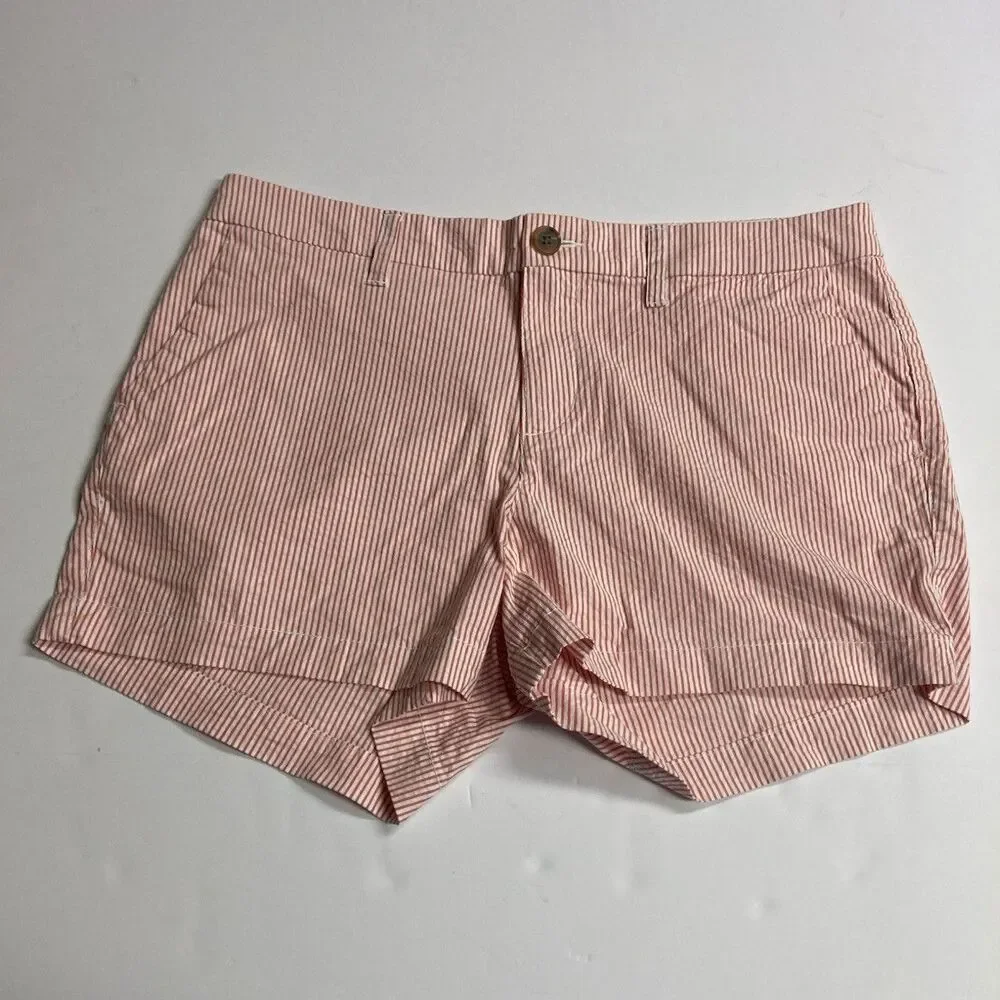 Old Navy Everyday Short Women's 8 Red/White Striped Seersucker Chino 3
